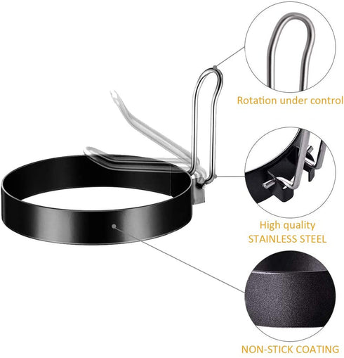 Egg Ring,Egg Cooking Ring,4 Pack Stainless Steel Egg Rings,Ring for Cooking Eggs,Pancake Mold for Frying Eggs,Round Pancake Mold