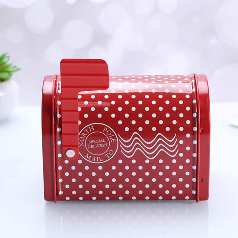 DOITOOL Tinplate Mailbox Christmas Cookie Box Tinplate Christmas Biscuits Tin Can for Kids Crafts and Decorating Activities Christmas New Year Party Favors