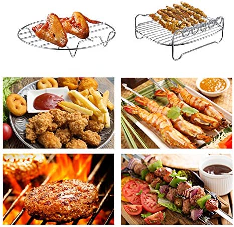 MFTEK XL Air Fryer Accessories-Air Fryer Rack Set of 2, Multi-purpose Double Layer Rack with Skewer, Compatible with XL Power Airfryer Philips