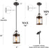 LNC Farmhouse Mini Faux Wood Pendant Lighting with Clear Cylinder Glass Shade for Kitchen Island, Bedroom, Foyer and Entryway , Brown