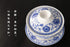 Chinese Porcelain Teacups 10oz Gaiwan Peony Lotus Flower Tureen Tradition Sancai Cover Bowl Lip Cup Saucer Tea Set (Blue lotus)