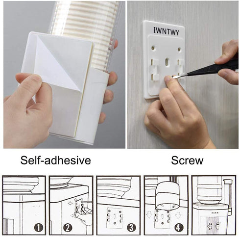 IWNTWY Cup Dispenser Pull Type Paper Water Disposable Automatic Remover Cup Holder for Home Office Hospital (Black, Medium)