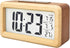 Everwood Battery Operated Wooden LCD Digital Alarm Clock with Smart Sensor Night Light, Snooze for Bedrooms (Wood)
