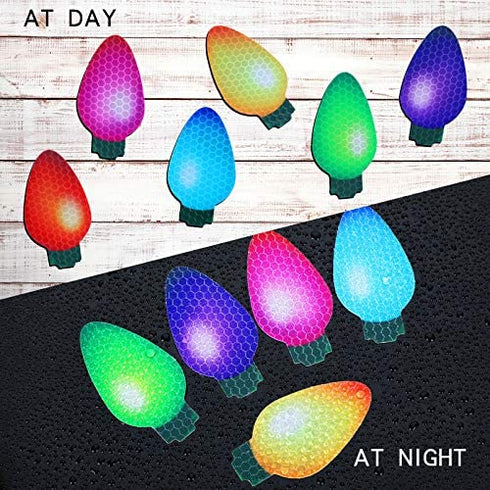 40 Pieces Christmas Car Magnets Lights Stickers Reflective Bulb Lights Magnets Christmas Car Refrigerator Decorations for Cars or Any Metal Surface (2.8 x 1.4 Inches and 5 x 2.7 Inches)