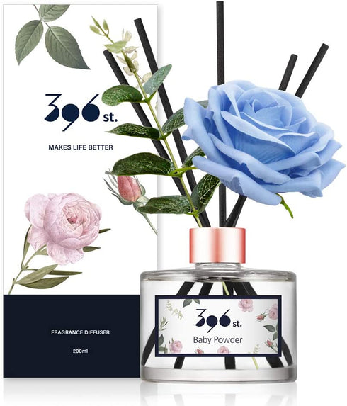 396 st. Flower Reed Diffuser, Baby Powder(Also Known as Refreshing Air), 200ml(6.7oz) / Reed Diffuser Sets, Aroma Therapy, Home & Kitchen Décor