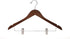 Quality Wooden Skirt Hangers with Clips, 10-Pack Smooth Solid Wood Pants Hangers with Durable Adjustable Metal Clips, Swivel Hook, Coat, Jacket, Blouse Suit Hangers (Walnut - Chrome Hook, 10)