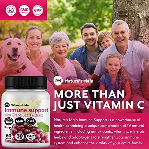 Immunity Booster with Vitamin C, Turmeric, Mushroom Complex and Other 16 Immune Boosting Ingredients for Colds, Flu, Healthy Respiratory System ?60 Non GMO Immune Support Supplement for Adults