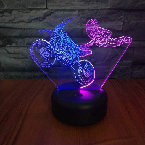 HIPIYA Motorcycle LED 3D Illusion USB Motorbike Night Light Motocross Lamp Festival Present Dirt Bike Birthday Gift for Player Fan Teen Men Boyfriend Boy Kid Bedroom Decoration Room Decor (Moto)
