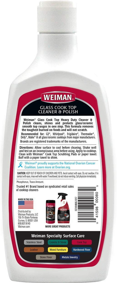 Weiman Cooktop Cleaner Kit - Cook Top Cleaner and Polish 20 Ounce - Scrubbing Pad, Cleaning Tool, Cooktop Razor Scraper