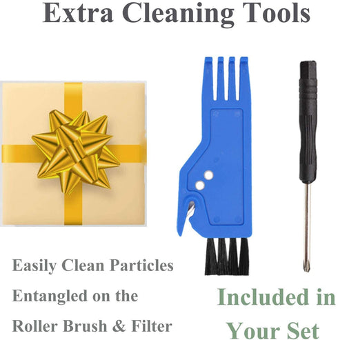 LhhTing Replenishement Kit for 800 900 Series 850 860 861 866 870 880 890 960 980 Vacuum Accessories, Replacement Parts with 1 Set of Multi-Surface Rubber Brushes 6 Filters 6 Side Brushes