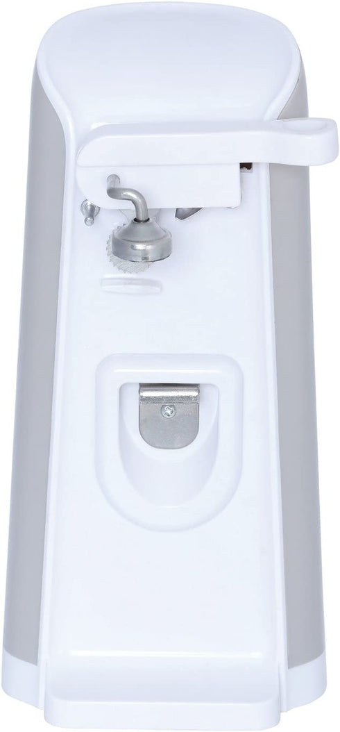 Brentwood J-30W Tall Electric Can Opener with Knife Sharpener & Bottle Opener, White