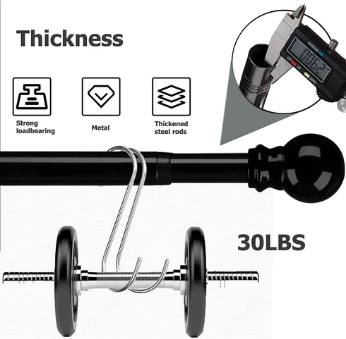 HOSKO Telescoping Curtain Rods for 28 to 60 Inches - 1 Inch Curtain Rods for Windows, Suit for Kitchen, Living Room, Bedroom(Brackets Included)