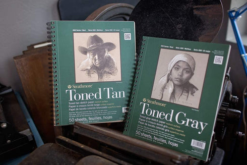 Strathmore (412-109 30% Post Consumer Fiber Wire Binding Recycled Toned Sketch Pad, 9"x12", Gray, 50 Sheets