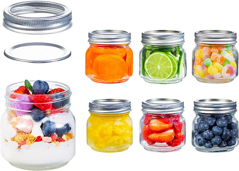 Regular-Mouth Mason Jars 8 oz 6 Pack, Glass Canning Jars with Metal Airtight Lids with Label Paper and a Pen, the Best Choice for Food Storage