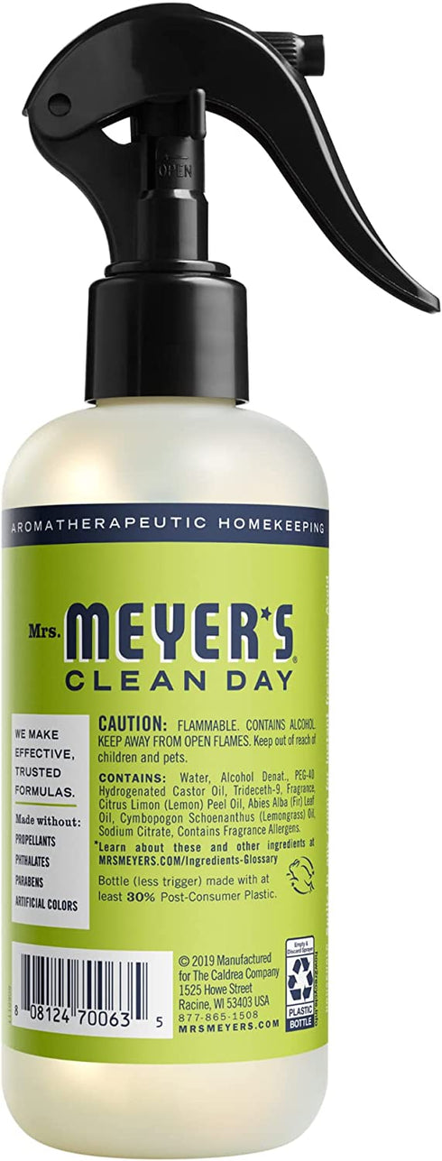 Mrs. Meyer's Room and Air Freshener Spray, Non-Aerosol Spray Bottle Infused with Essential Oils, Lemon Verbena Scent, 8 fl oz - Pack of 3