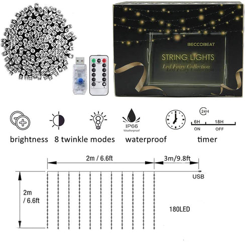 Curtain Lights for Bedroom Wall Light Up Curtains Led String Lights Turquoise Teal Blue Lavender Lilac Purple Twinkle Hanging Fairy Lights Unicorn Mermaid Kawaii Sanrio Teen Room Decor for Girls