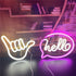 QiaoFei Hand Shape Finger Neon Sign Lights Hanging Decorative Neon Light USB or Battery Operated for Home Bedroom Bar Restaurant Christmas Birthday Party Gift LED Art Wall Decoration Light-White