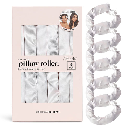 Kitsch Satin Pillow Rollers | Hair Rollers | Sleep | Holiday Gift Hair Styling Rollers | 6pc (Marble)