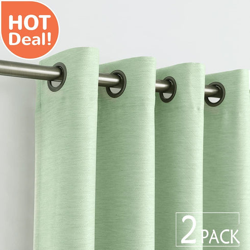 Treatmentex Green Curtains for Living Room 96" Long Geometric Window Drapes for Bedroom Light Green 2 Panel Drapes Grommet Top