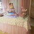 Rosette Tablecloth 50x102 Inches Satin Raised Rosettes Ivory Rectangle 3D Floral Tablecloth for Baby Shower Wedding Party Event Decoration