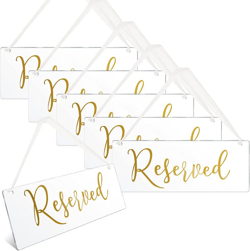 6 Pieces Reserved Signs for Wedding Chairs Reserved Chair Signs Reserved Hanging Sign Reserved Signs for Wedding Reserved Seating Signs for Chairs Acrylic Handmade Elegant Seat Signs with Ribbon