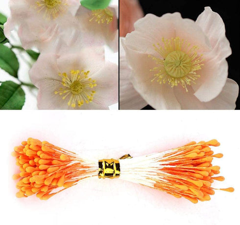 1800Pcs Flower Stamen, 1mm Matt Pearl Double Heads Flower Stamens Mix Color Flower Pistils Headwear Accessories