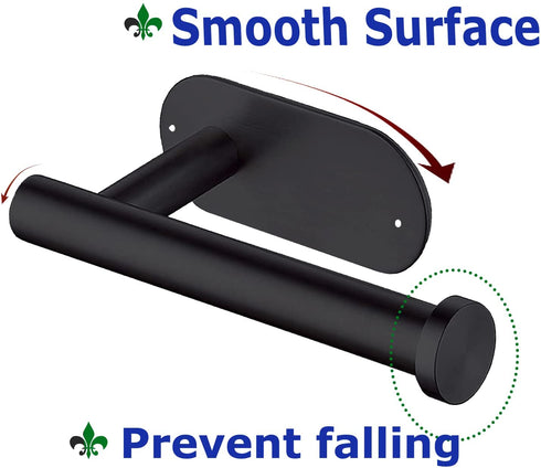 Heavy-Duty Calegency Self Adhesive Toilet Paper Holder, SUS304 Wall Mounted Toilet Roll Holder Drilling Optional, Matt Black Bathroom Toilet Paper Rack