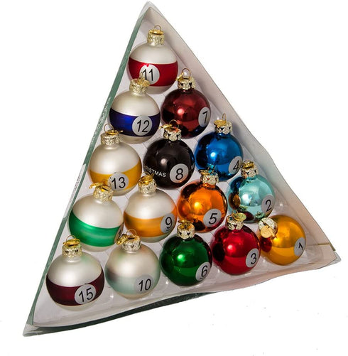 Kurt Adler 40mm Medallion Collection 15 Piece Glass Pool Balls