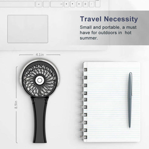 HandFan Small Handheld Misting Fan, Portable Mister Fan with 7 Colorful Nightlight,USB Rechargeable Personal Mist Fan, Battery Operated Spray Water Fan, for Travel, Outdoors, Camping(Black)