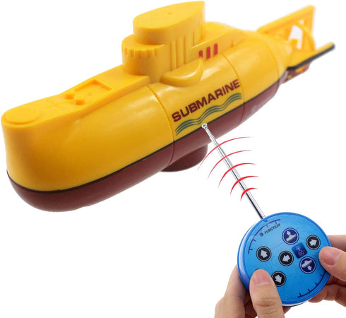 Tipmant Mini RC Submarine Toy Remote Control Boat Ship Electric Dive Water Fish Tank Kids Birthday Gift (Yellow)