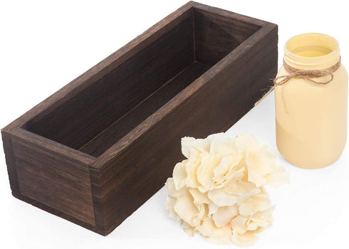 Mkono Bathroom Decor Box Toilet Paper Holder Wood Tank Box Storage Basket with Mason Jar and Flower Bathroom Kitchen Table Countertop Funny Farmhouse Rustic Home Decor,Yellow