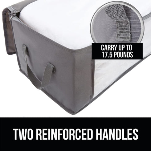 Gorilla Grip Large Capacity 3 Pack Clothes Storage Bag Organizer, 90L, Reinforced Handles, Thick Fabric for Blankets, Bedding, Clothing, Foldable Zipper Container Bags, Clear Window Closet Totes, Gray