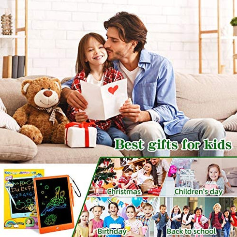 Writing Tablet 10 Inch Drawing Pad, Colorful Screen Doodle Board for Kids, Girls Gifts Toys for 3 4 5 6 7 8 9 10 Year Old Girls and Boys (Orange)