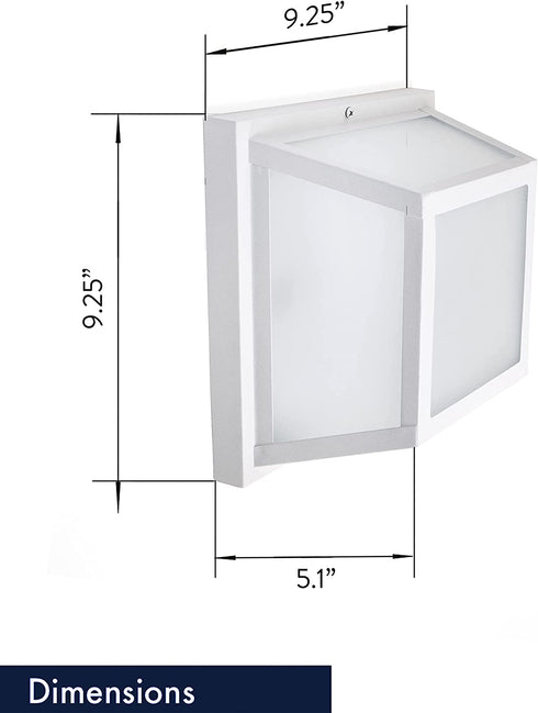 CORAMDEO 9.25? Square Ceiling Light, Porch Light, Entry, Outdoor Hallway, Damp Location, Built in LED Gives 125W of Light, 1200 Lumens, 3K, White Powder Coat Finish with Frosted Glass