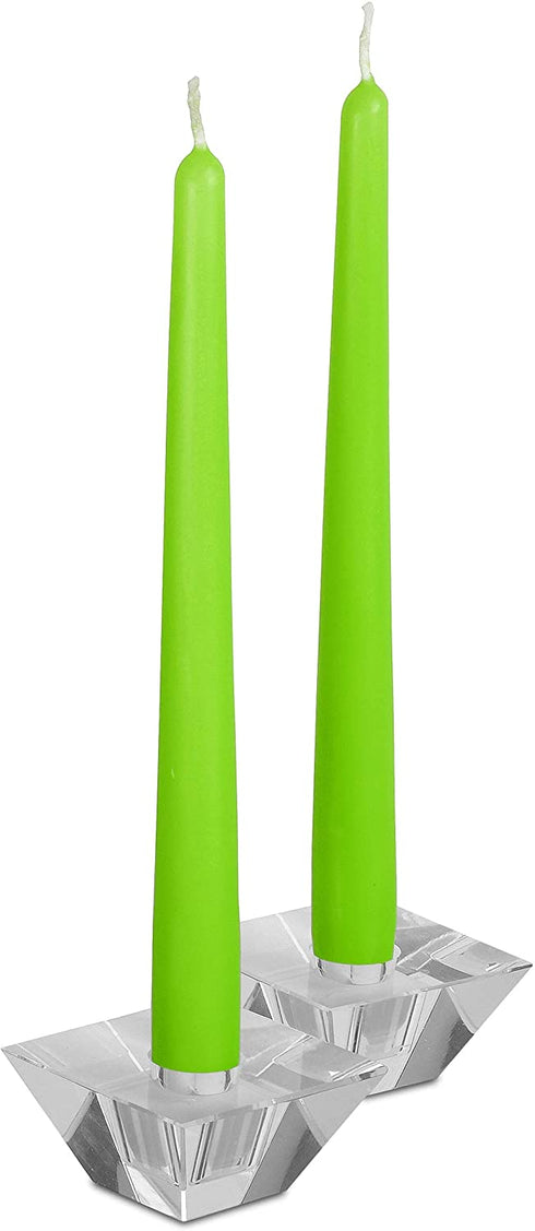 12 Pack Tall Taper Candles - 10 Inch Lime Dripless, Unscented Dinner Candle - Paraffin Wax with Cotton Wicks - 8 Hour Burn Time