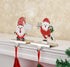 Santa Stocking Holders for Mantel Set of 2 - Metal Christmas Stocking Holder for Fireplace Christmas Stocking Hangers Mantle Stocking Hooks for Fireplace Shelf Christmas Holiday Decor(Santa)