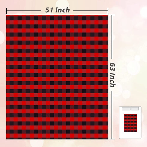 Fomoom Buffalo Plaid Blanket, Buffalo Blanket for Couch Bed Sofa Chair, Soft Cozy Flannel Red Black Check Pattern Decorative Blanket, Lightweight Fuzzy Buffalo Throw Blanket, 51x63 Inch