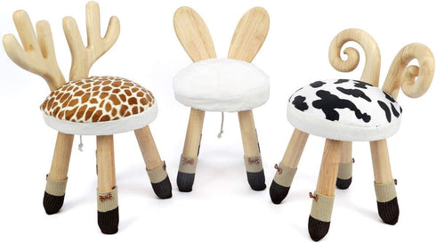 Toddler Chair Cushion & feet Covers Set, Bunny White, Washable, Memory Foam, for Wooden Toddler Chair