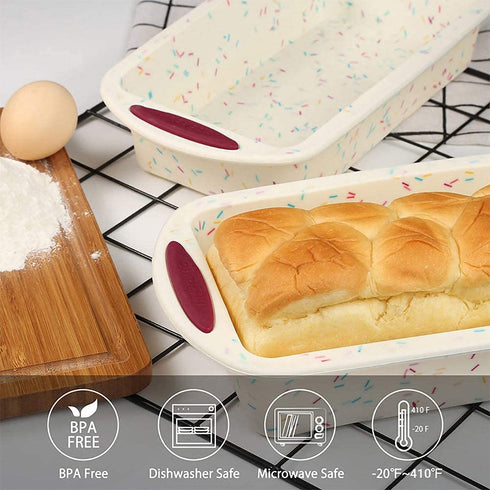 Gifbera Non-Stick Silicone Bread & Loaf Pan Set of 2 for Baking Bread Meatloaf Quiche Lasagna, 10 x 5 Inch, Good Grips, 2-Pack