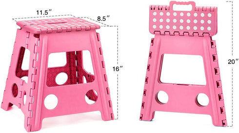 Acko 16 Inches Super Strong Folding Step Stool for Adults, Kitchen Stepping Stools, Garden Step Stool Pink