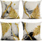 CARROLL Set of 4 Gold Leaf Black Ink Marble Pattern Home Decoration Pillow Cover Modern Square Sofa Cushion Cover 18x18 Inch