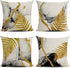 CARROLL Set of 4 Gold Leaf Black Ink Marble Pattern Home Decoration Pillow Cover Modern Square Sofa Cushion Cover 18x18 Inch