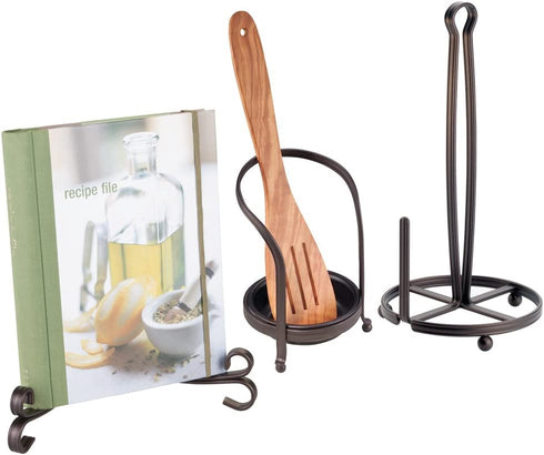 iDesign York Metal Paper Towel Holder, Free Standing Dispenser for Kitchen, Bathroom, Office, Laundry Room, 6.8" x 6.8" x 13.3" - Bronze