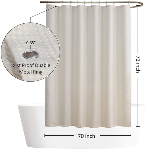 Home Queen Waffle Texture Shower Curtain with Magnets, Hotel Quality Honeycomb Bathroom Liner, Rust Resistant Metal Grommets,70" Wx72 L, Beige