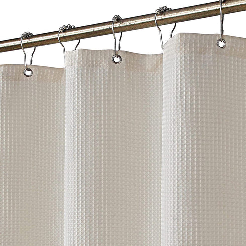 Home Queen Waffle Texture Shower Curtain with Magnets, Hotel Quality Honeycomb Bathroom Liner, Rust Resistant Metal Grommets,70" Wx72 L, Beige