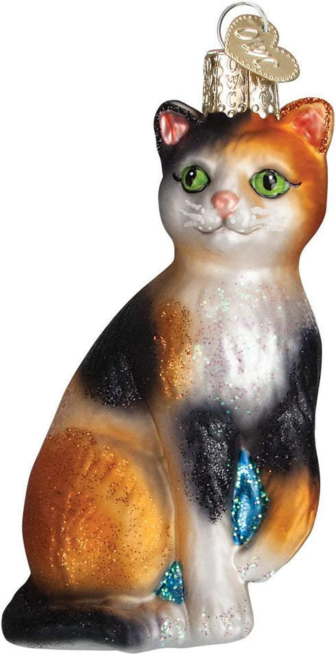 Old World Christmas Ornaments: Cat Lover Collection Glass Blown Ornaments for Christmas Tree, Calico Cat