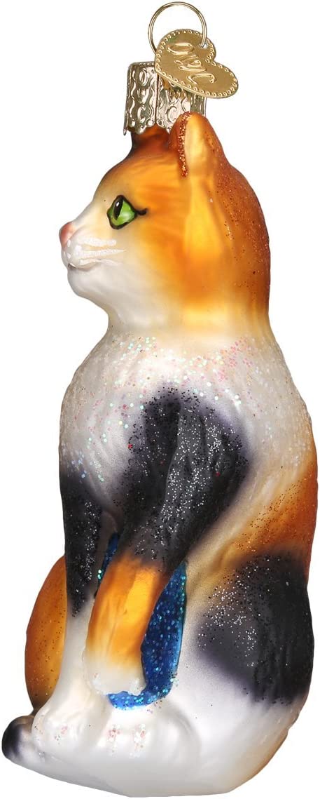 Old World Christmas Ornaments: Cat Lover Collection Glass Blown Ornaments for Christmas Tree, Calico Cat
