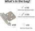 DecoBasics Satin Brushed Nickel Cabinet Hinges for Kitchen Cabinets (25 Pair -50 Pcs) -1/2" Overlay (Variable) -Self Closing Kitchen Cabinet Hinges Flush Mount w/ Silicon Bumpers & Upgraded Screws
