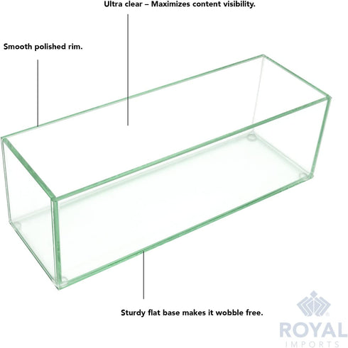Flower Glass Vase Decorative Centerpiece for Home or Wedding by Royal Imports - Oblong Rectangle Shape, 12" Long, 4" Hx4 W Opening, Clear