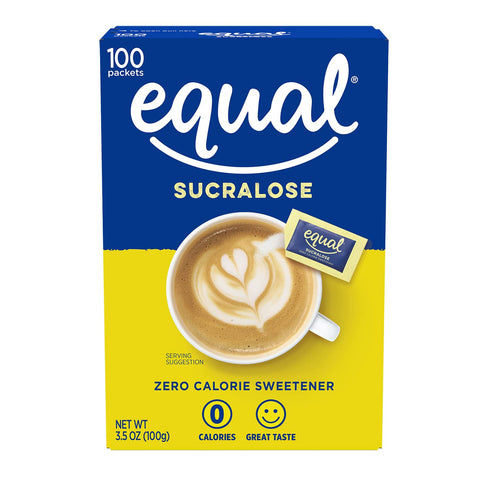 EQUAL 0 Calorie Sweetener, Yellow, Sugar Substitute, Zero Calorie Sugar Alternative Sweetener Packets, Sugar Alternative, 100 Count